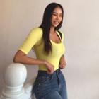 Scoop-neck Dip-back Slim-fit T-shirt