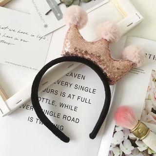 Bobble Sequined Crown Headband Black - One Size