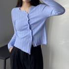 Irregular Button-up Knit Top