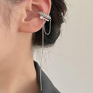 Cz Fringed Ear Cuff 1 Pc - Silver - One Size