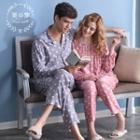 Couple Matching Loungewear Set: Polka Dot Long-sleeve Top + Pants