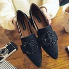 Buckled Pointed Low Heel Loafers