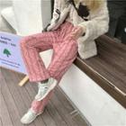 High-waist Patterned Wide-leg Pants Pink - One Size