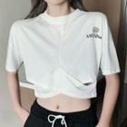 Short-sleeve Cropped T-shirt / Lettering Pants