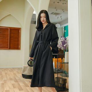 Long-sleeve Tie-front Maxi A-line Dress