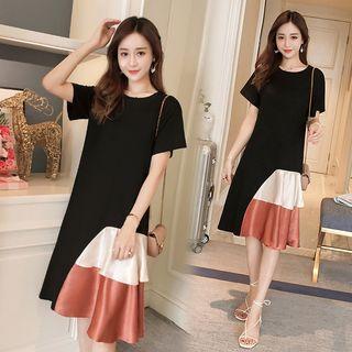 Short-sleeve Midi Printed A-line Dress