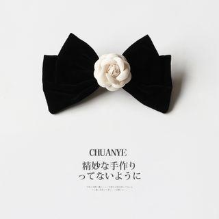 Flower Bow Hair Clip 01# - Bow - Black - One Size