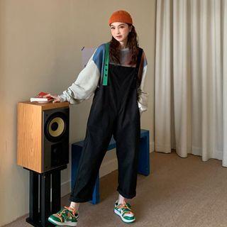 Color Block Sweatshirt / Wide Leg Dungarees