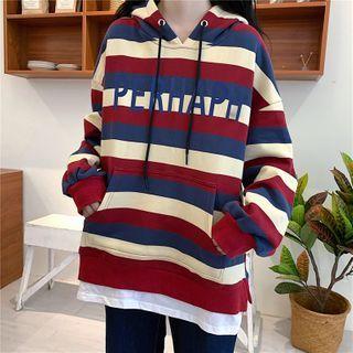 Lettering Stripe Oversize Hoodie