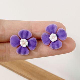 Flocking Flower Alloy Earring