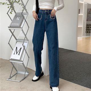 Beaded Straight Leg Jeans