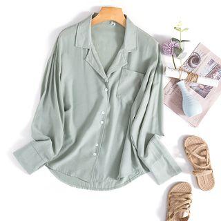 Long Sleeve Plain Shirt Green - One Size