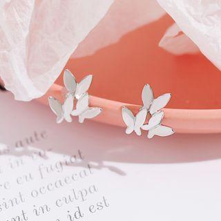 925 Sterling Silver Butterfly Earring Stud Earring - 1 Pair - Butterfly - Silver - One Size