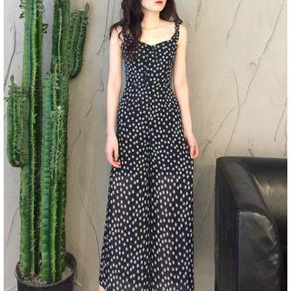 Spaghetti Strap Chiffon Wide-leg Jumpsuit
