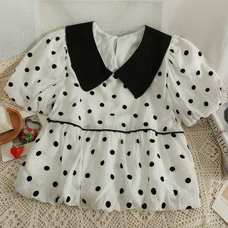 Colorblock Dotted Loose Top White - One Size