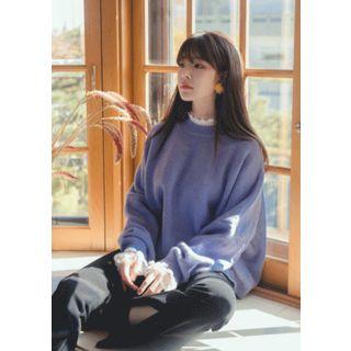 Frilled See-through Lace Top White - One Size