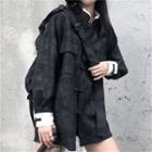Frog Buttoned Pocketed Jacket Black - One Size