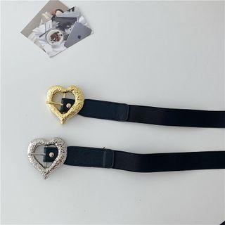 Heart Buckle Elastic Faux Leather Belt