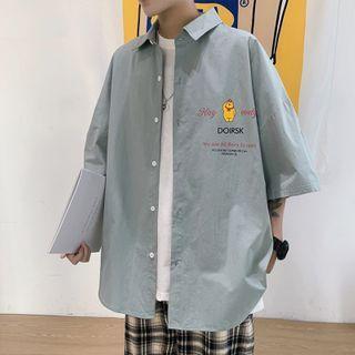 Short-sleeve Cartoon Bear Print Shirt