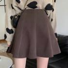 Plain High-waist Pleated Mini Skirt