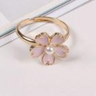 Faux Pearl Sakura Open Ring 5259 - Gold - One Size