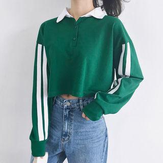 Contrast-trim Cropped Polo Shirt