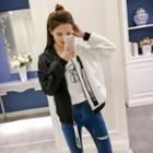 Strap Colour Block Baseball Jacket