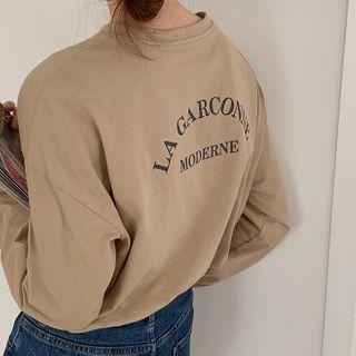 Long-sleeve Sleeve Lettering T-shirt