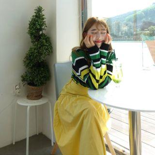 Multi-stripe Lightweight Long-sleeve Cardigan