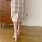 Slit-back H-line Plaid Skirt