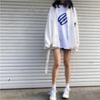 Plain Long-sleeve Loose-fit Shirt White - One Size