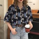 Printed Short-sleeve V-neck Shirt
