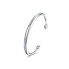 Fashion Simple Textured Geometric Round Open Bangle Silver - One Size