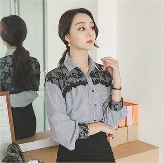 Lace-trim Stripe Shirt