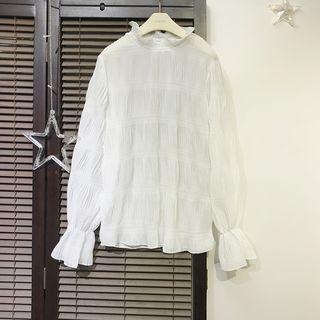 Chiffon Long Sleeves Blouse White - One Size