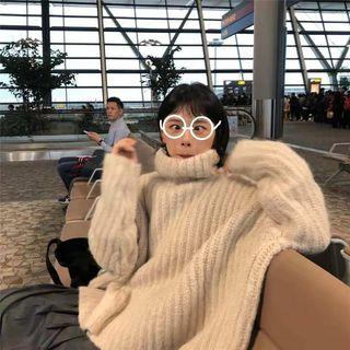 Long-sleeve Mock Neck Sweater As Shown In Figure - One Size