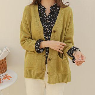 Slit-side Dual-pocket Cardigan