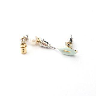 Lips & Lipstick & Peal 3 In 1 Set Earring Green - One Size