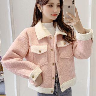 Two Tone Fleece Button-up Coat