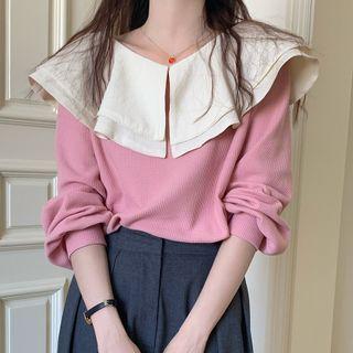 Reversible Long-sleeve Frill Trim Blouse
