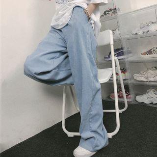 Wide-leg Pants Aqua Blue - One Size