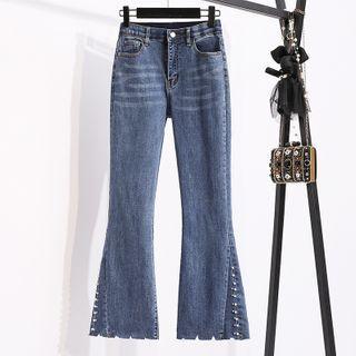 Embellished Cropped Boot-cut Jeans