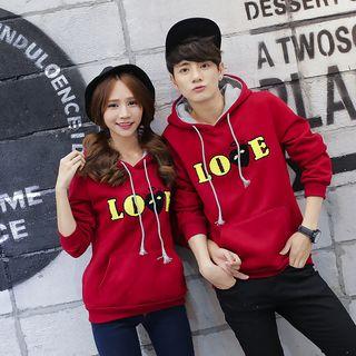 Couple Matching Lettering Applique Hoodie