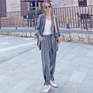 Set: Striped Double Breasted Blazer + Harem Pants