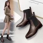 Square-toe Low Heel Short Boots