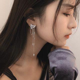 925 Sterling Silver Fringed Earring 1 Piece - Earring - Geometric - Tassel - One Size