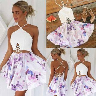 Mock Two-piece Halter Dress