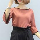 3/4-sleeve Piped Knit Top