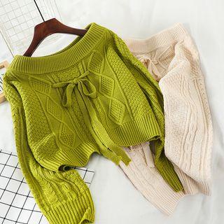 Off-shoulder Bow Cropped Sweater