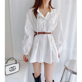 Striped Double-breasted Sweater Vest / Mini A-line Shirtdress